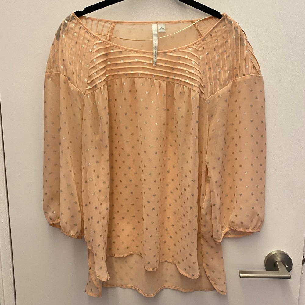 LC Lauren Conrad 3/4 Sleeve Pink & Silver Blouse